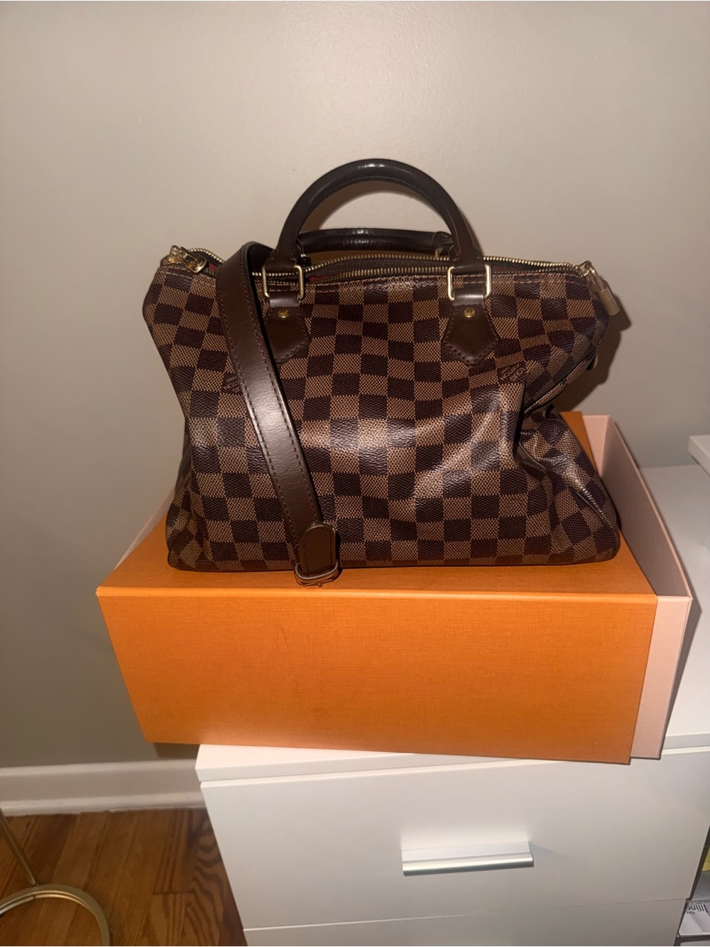 Louis Vuitton Brown Checkerboard Leather Messenger Bag